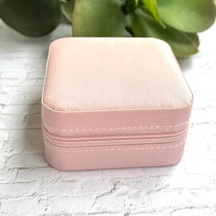 Vegan Leather Travel Jewelry Box Light Pink