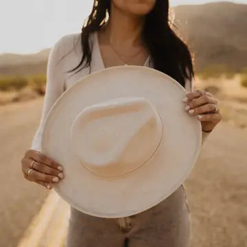 Vegan Pencil Curl Stiff Brim Fedora Hat/Ivory