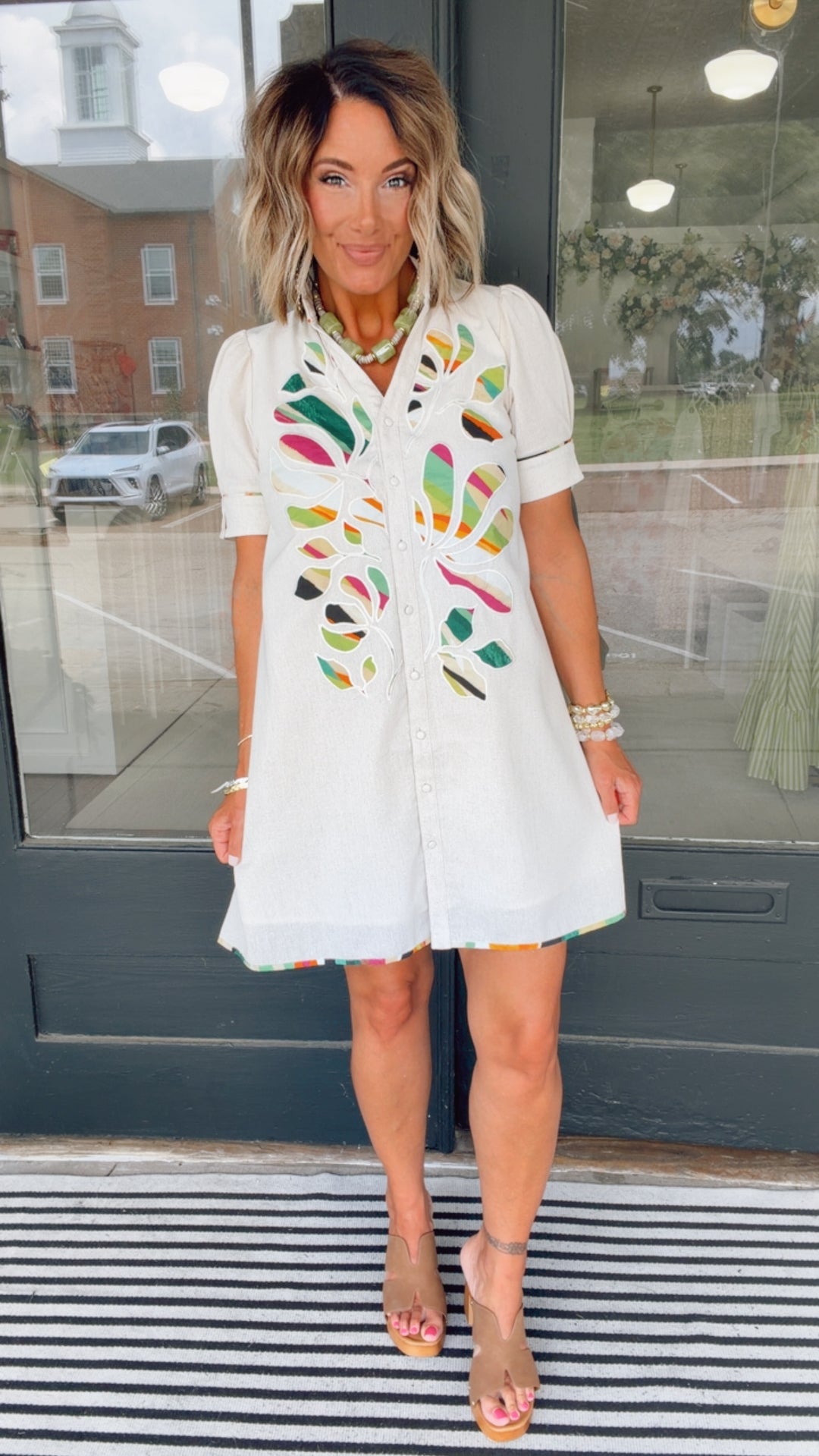 Tropical Mosaic Shirt Dress