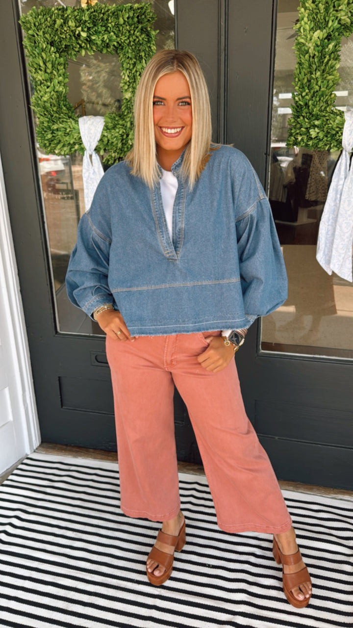 The Flowy Denim Top