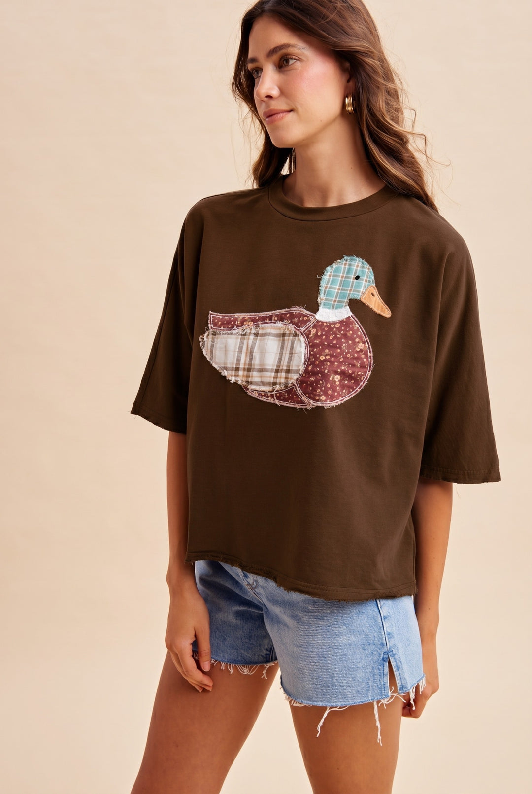 Mallard Duck Patchwork Dolman Sleeve Knit Top