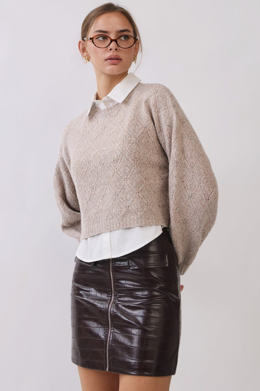 The Merlot Croc Mini Skirt