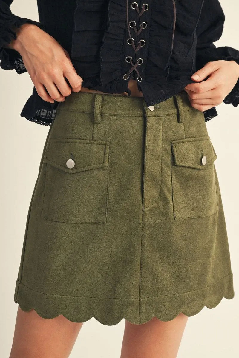 The Olive Scallop Skirt