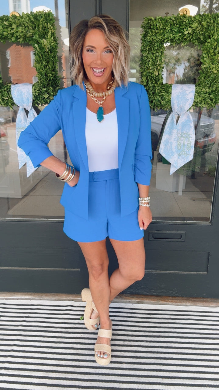 Skies are Blue Shirred Blazer