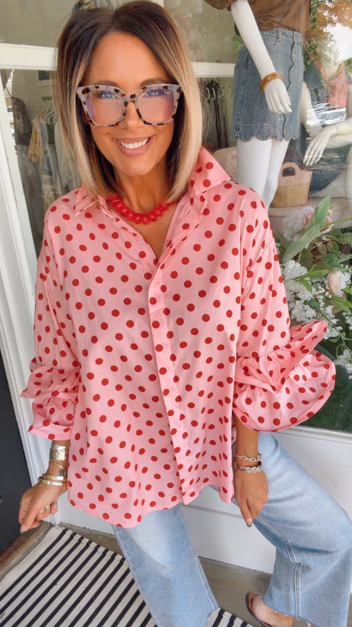 The Pretty in Pink Polka Top