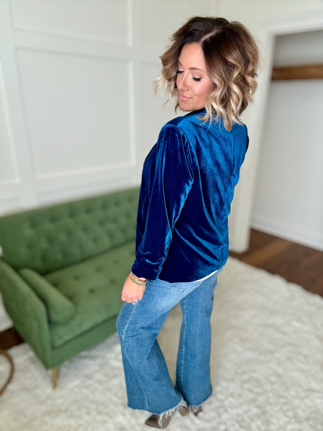 Teal Velvet Blazer