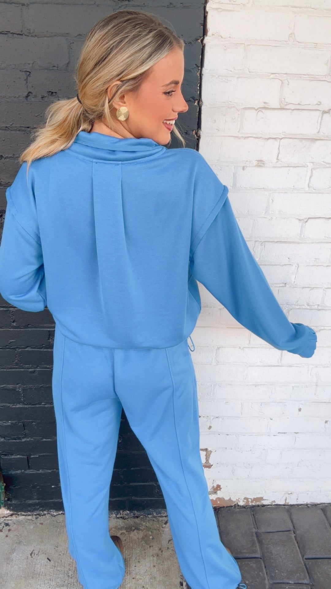 Oversized French Terry Henley Pullover With Pants