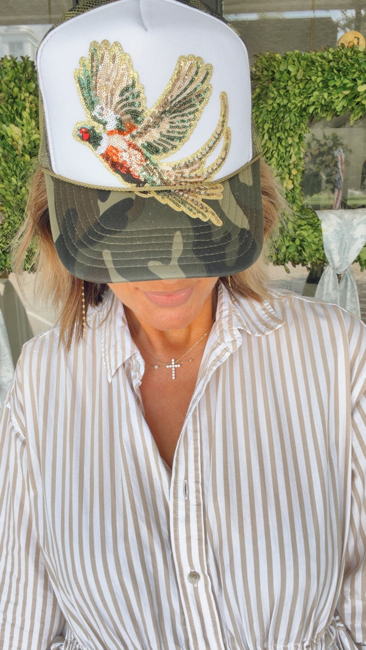 Fly Girl Sequin Pheasant Trucker/Camo