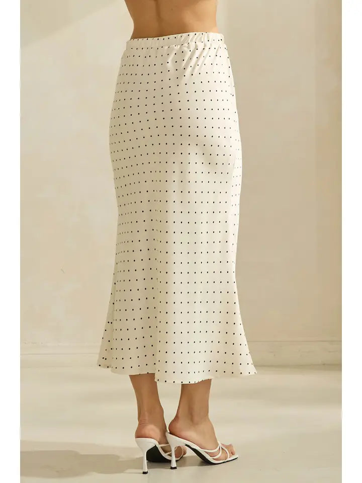 Polka Dot Dull Satin Skirt