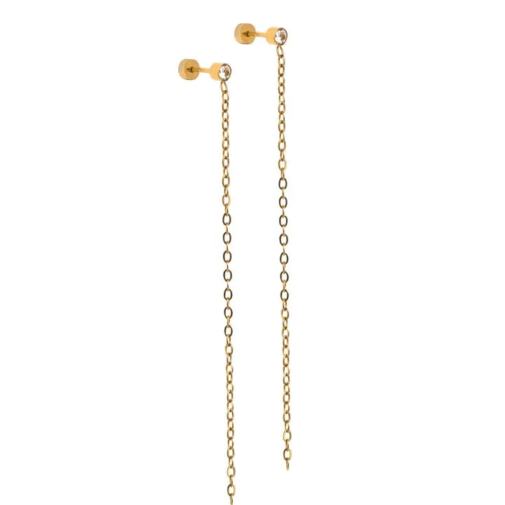Darby Duster Gold Screwback Stud Earrings
