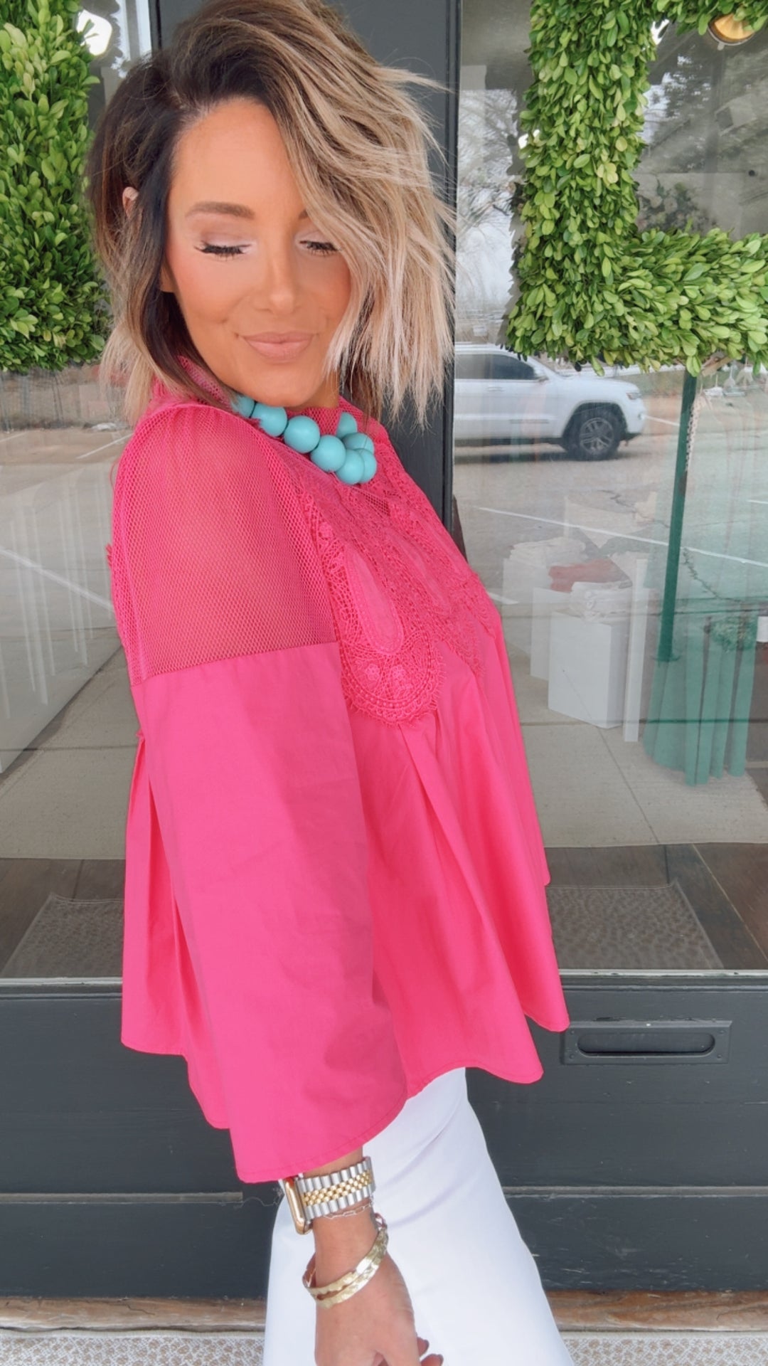 The Fuchsia Mesh Top