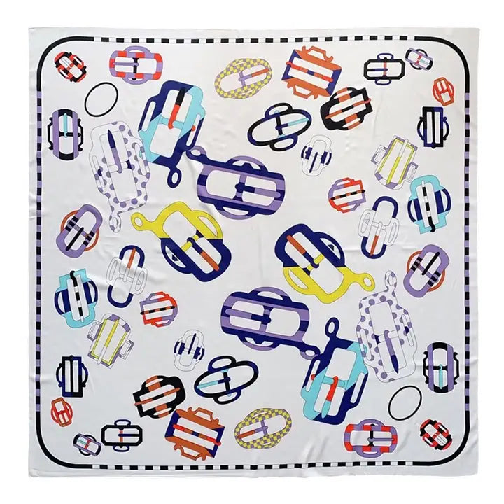 Chic Buckle Print Square Scarf