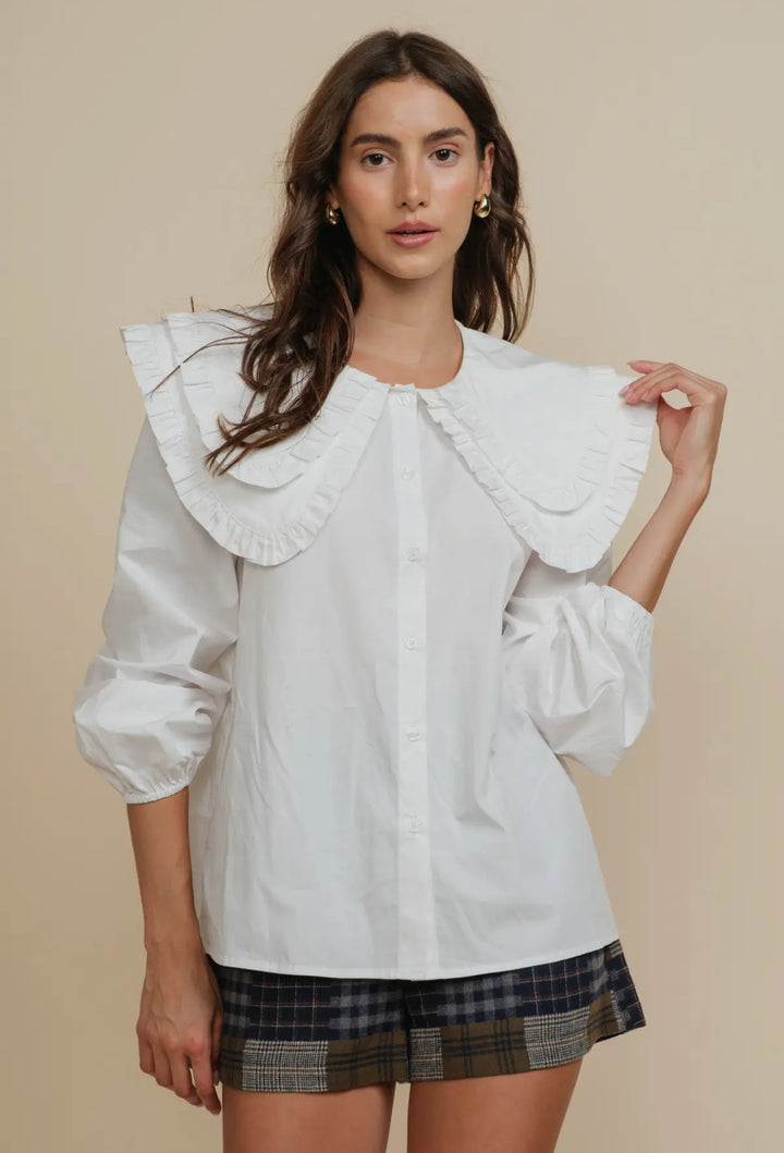 Double Ruffle Collar Top