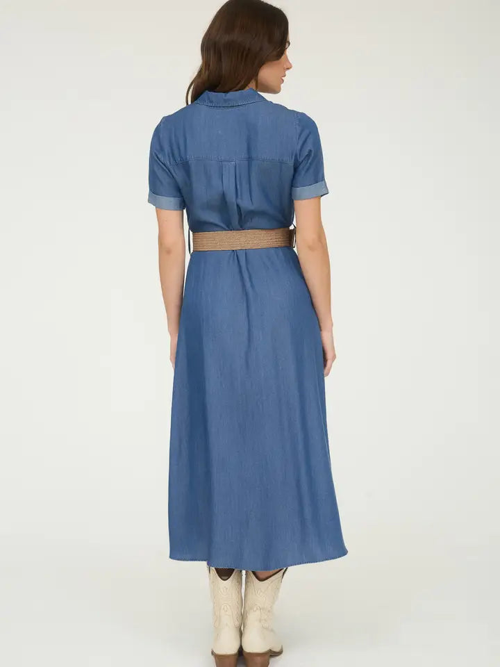 THE CHAMBRAY BELTED DRESS