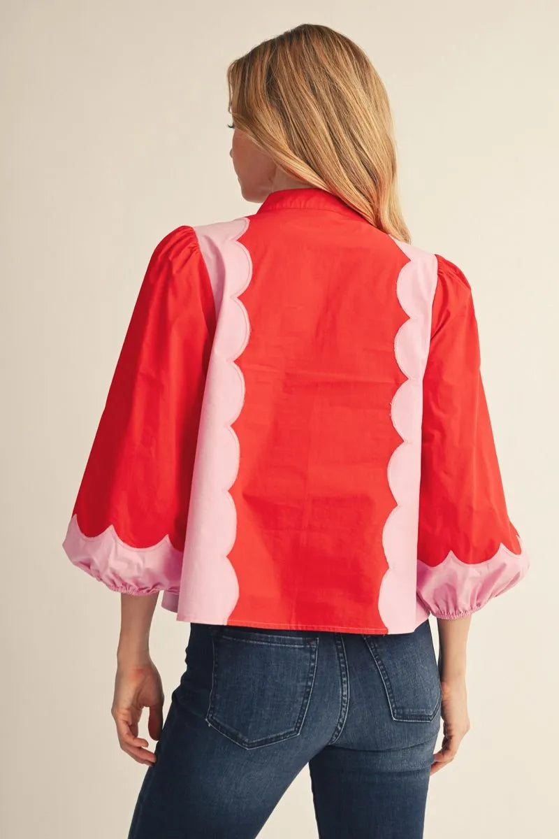 The Sweet on Scallops Colorblock Top