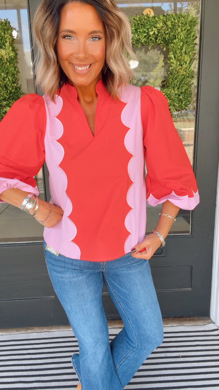 The Sweet on Scallops Colorblock Top