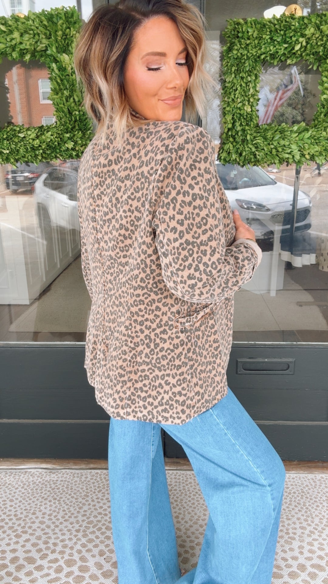 Leopard Single Button Blazer
