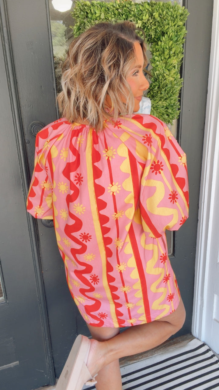 The Sun & Wave Print Cotton Poplin Dress