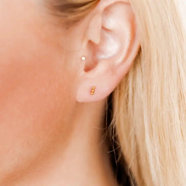 Micro Tally Gold Screwback Stud Earrings