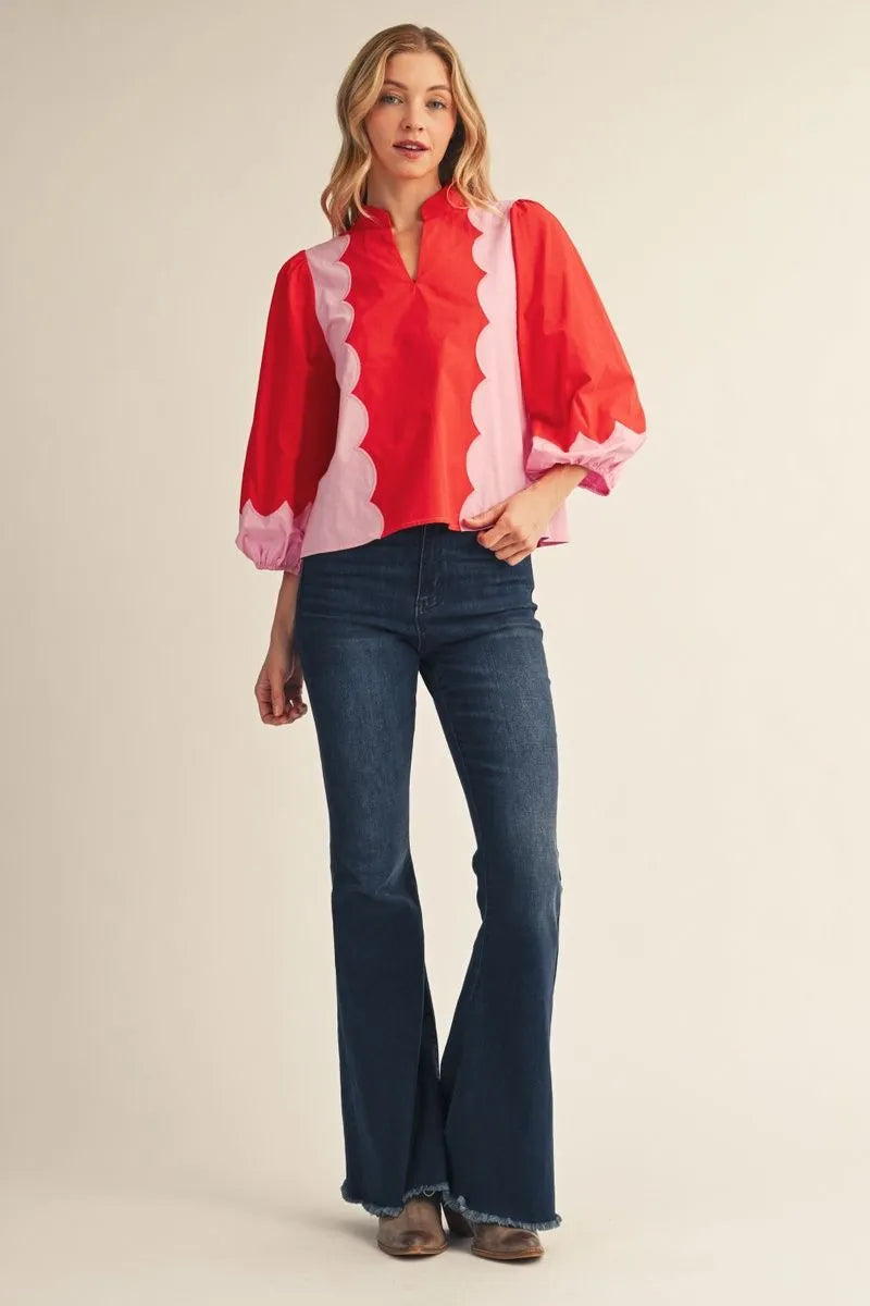 The Sweet on Scallops Colorblock Top