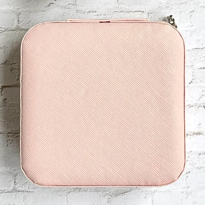 Vegan Leather Travel Jewelry Box Light Pink