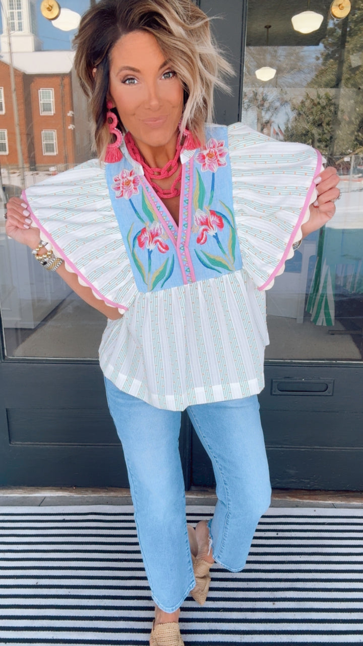 THML Garden Party Embroidered Blouse