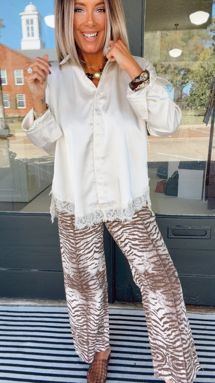 Wild Side Animal Print Wide Leg Pants