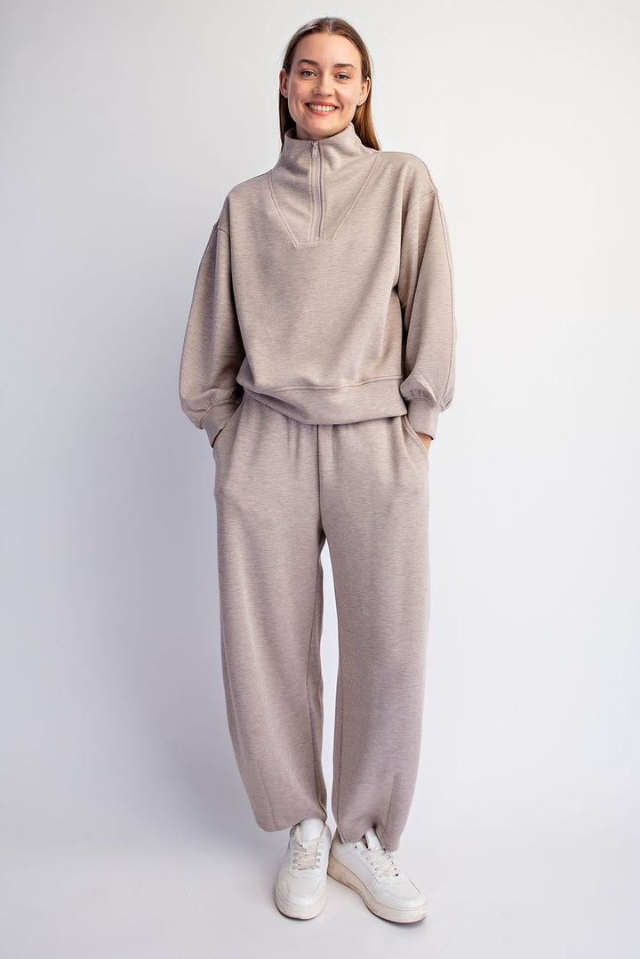 Modal Scuba Quarter Zip Barrel Set Taupe