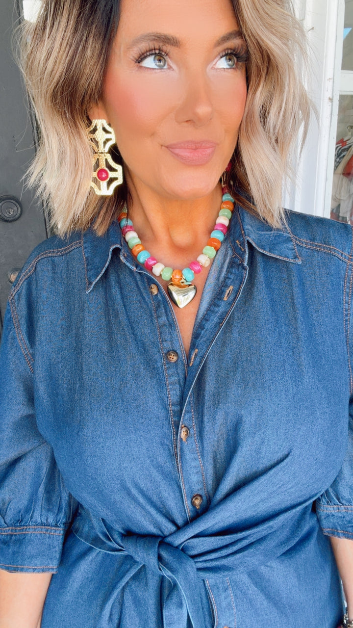 The Collins Denim Tie Dress