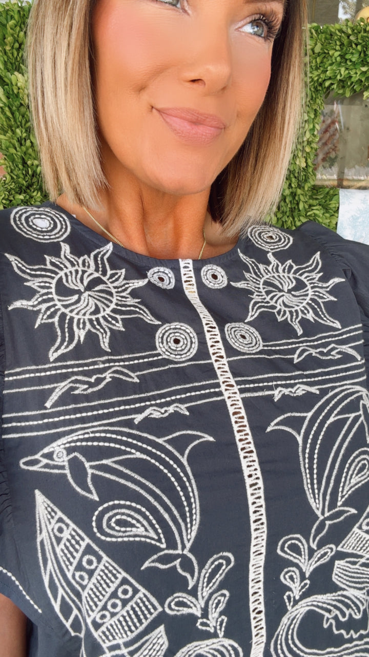 THML Navy Coast Breeze Blouse