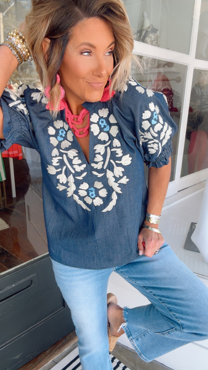 THML Bluebird Embroidered Blouse