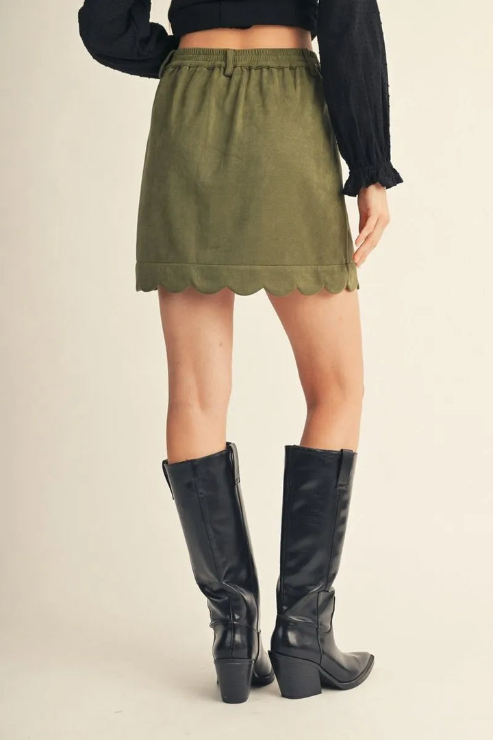 The Olive Scallop Skirt