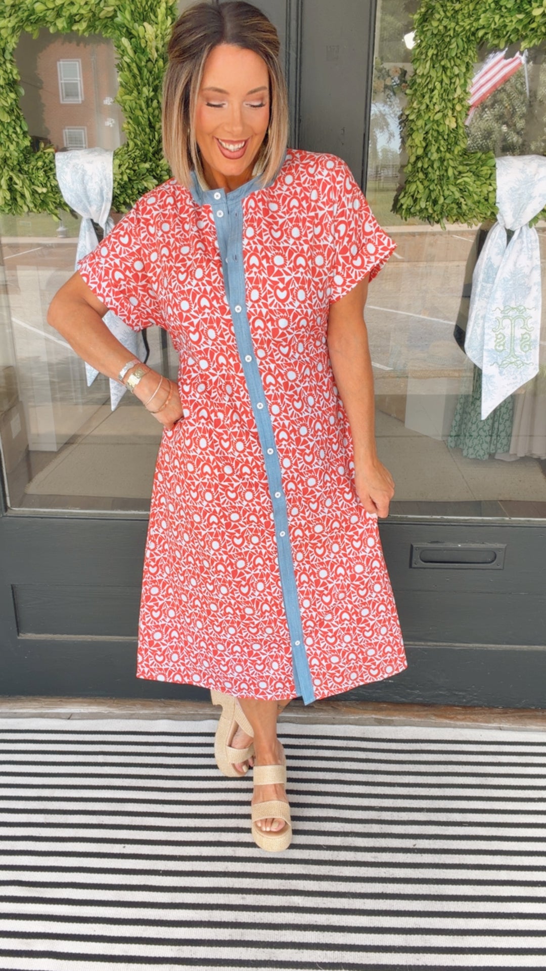 THML Americana Bloom Midi Dress