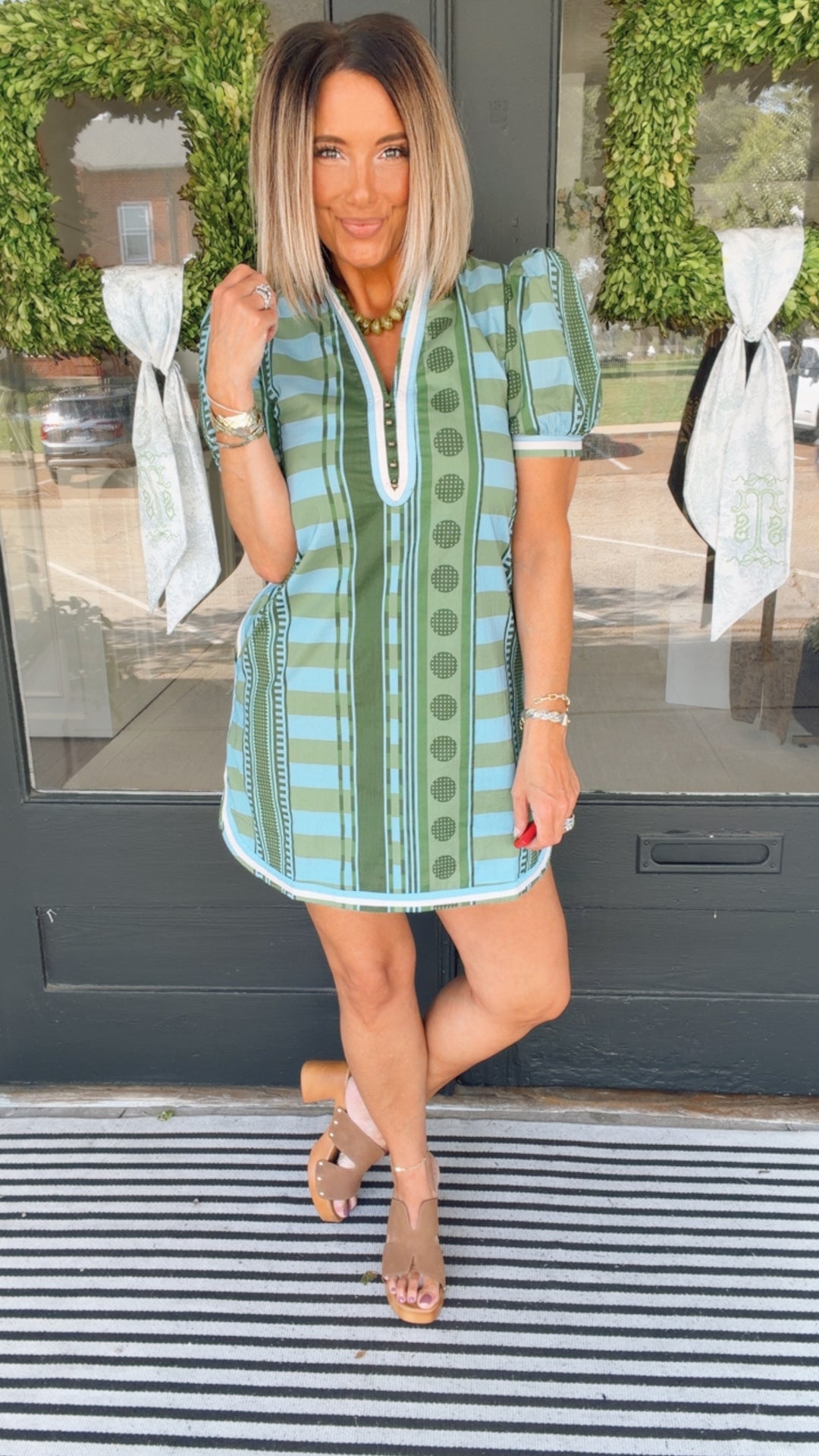 The Greenline Puff Sleeve Dress