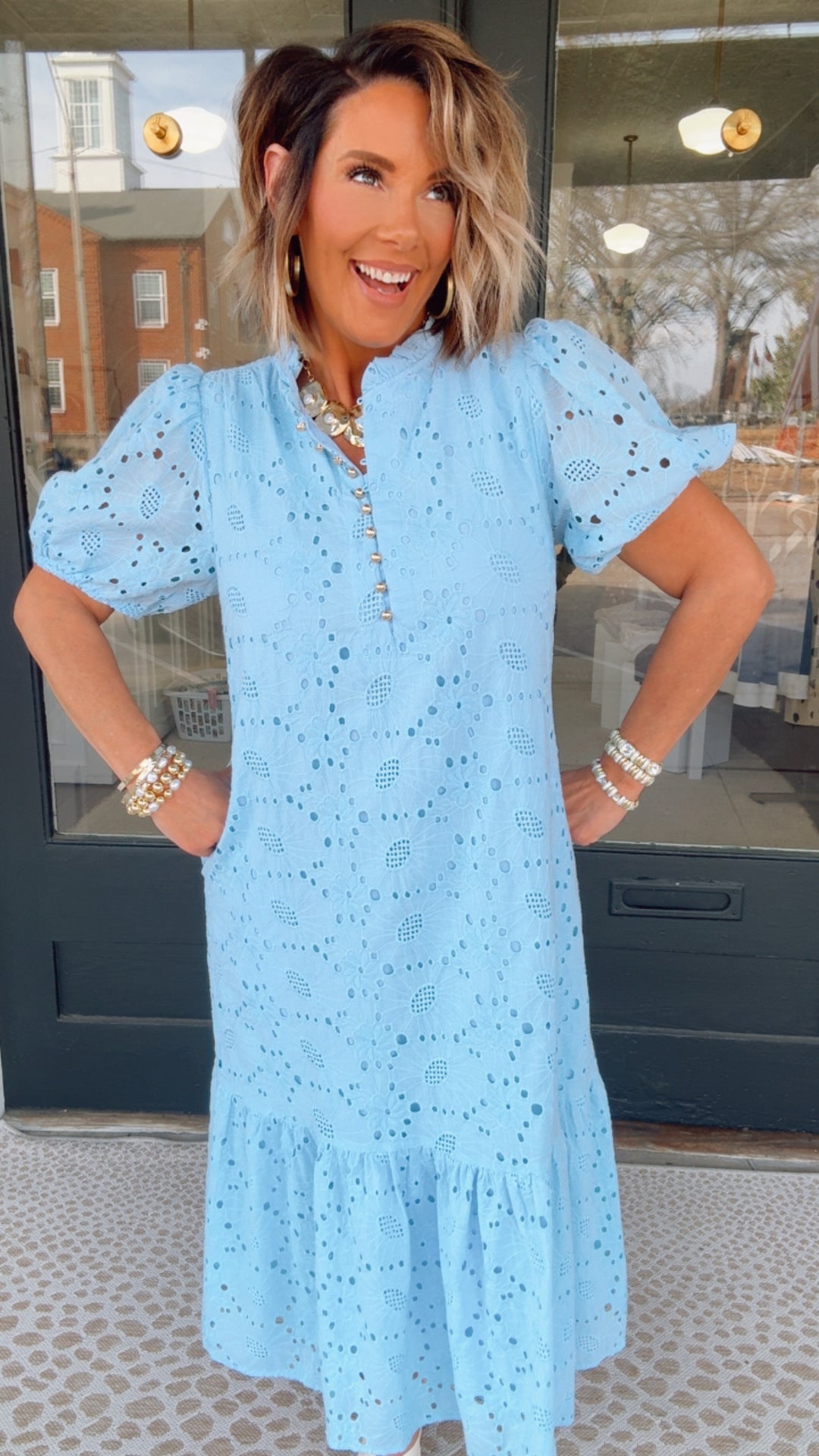 The Sunday in Blue Dress