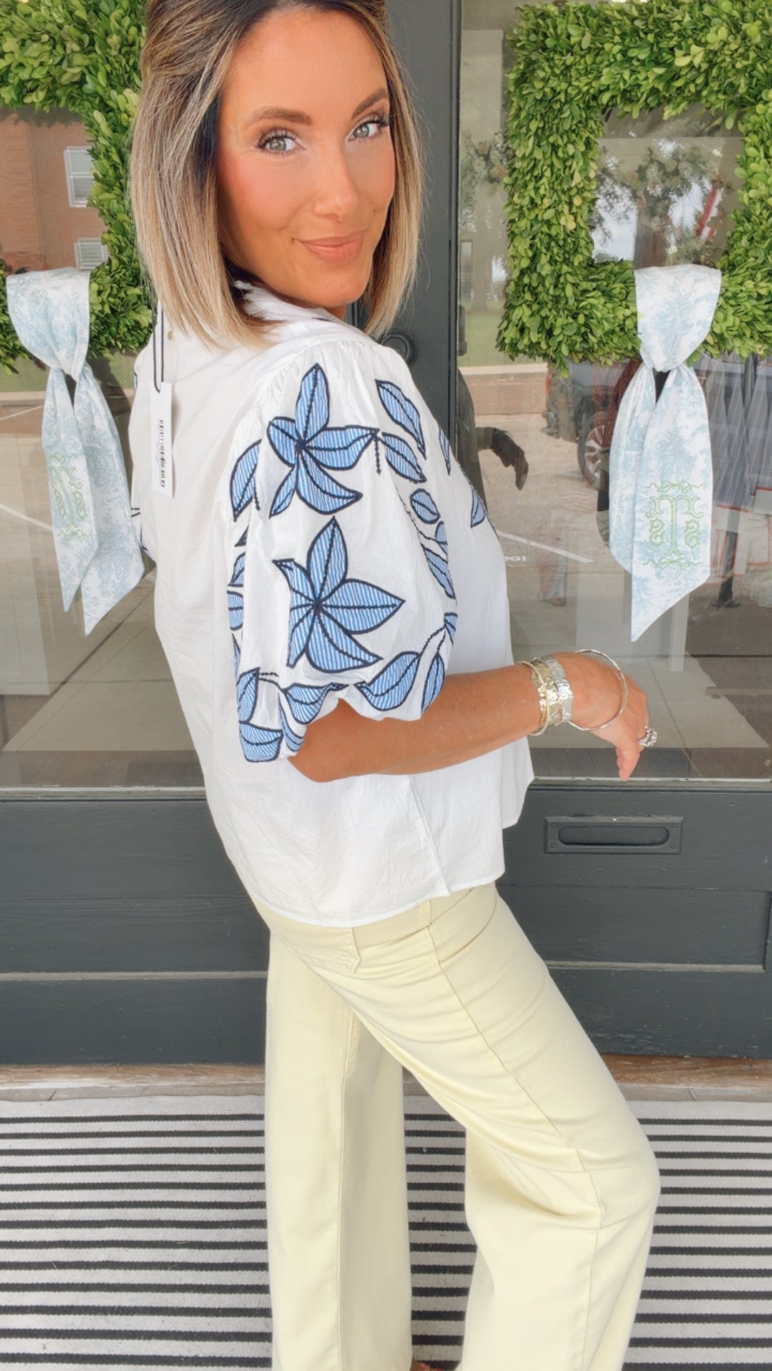 THML Coastal Bloom Embroidered Top