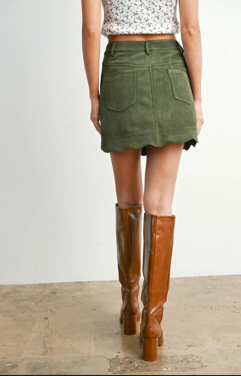 The Olive Grove Scallop Skirt