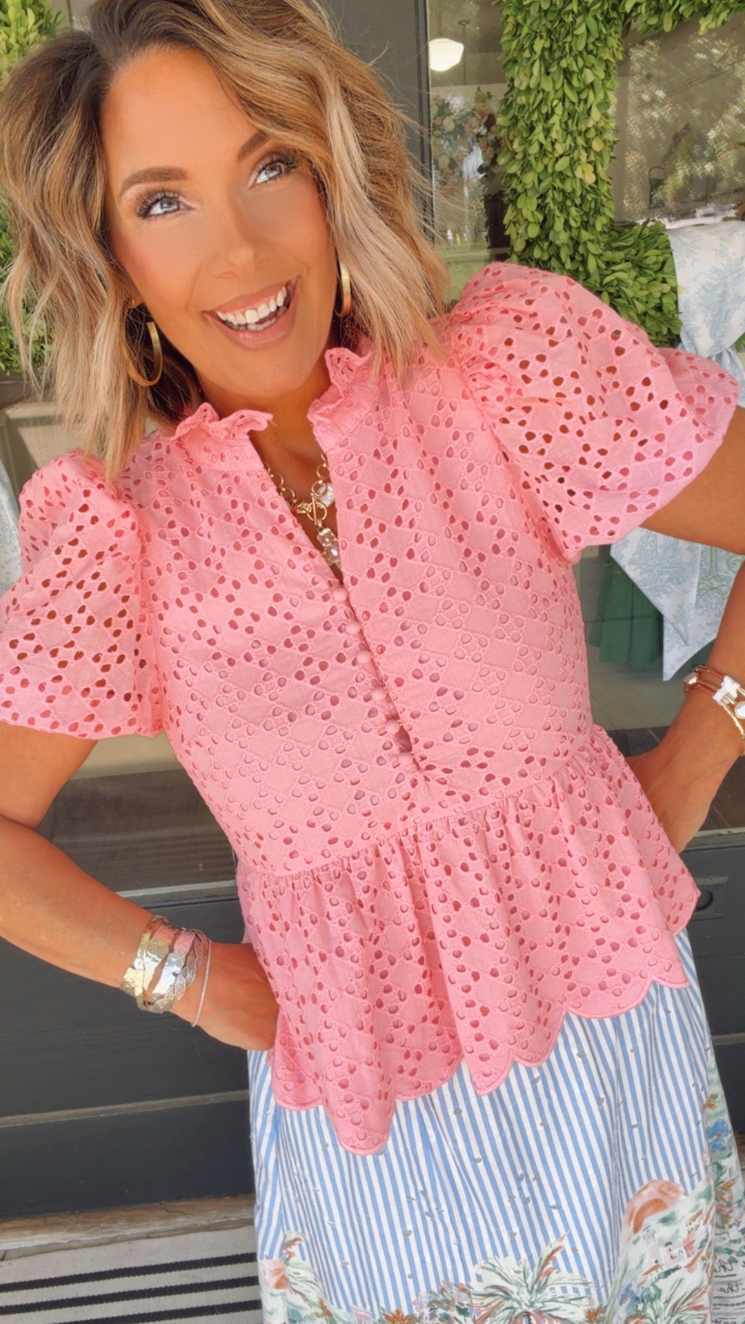 The Pink Sugar Eyelet Top