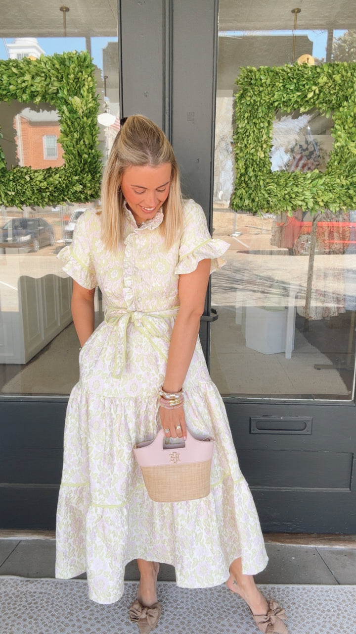 Blushing Meadow Jacquard Maxi Dress