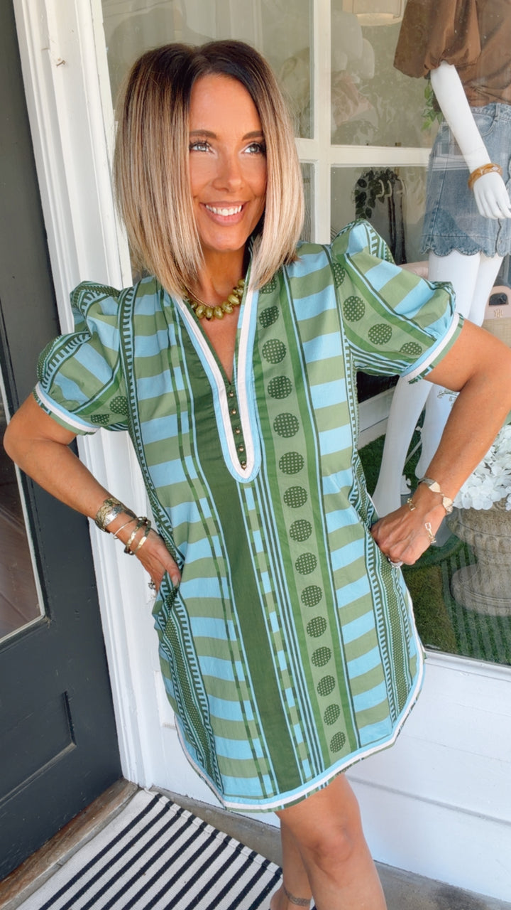 The Greenline Puff Sleeve Dress