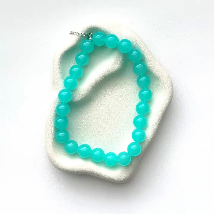 Chunky Beaded Necklace Teal