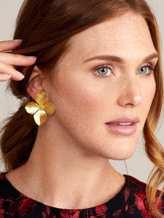 Matte 18k Gold-Plated Garden Party Statement Earring: Matte Gold