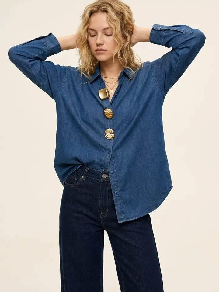 The Gilded Denim Button-Up