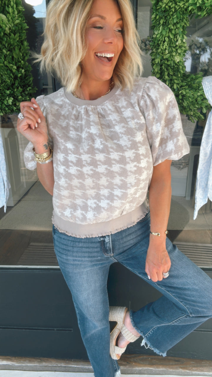 The Houndstooth Velvet Top