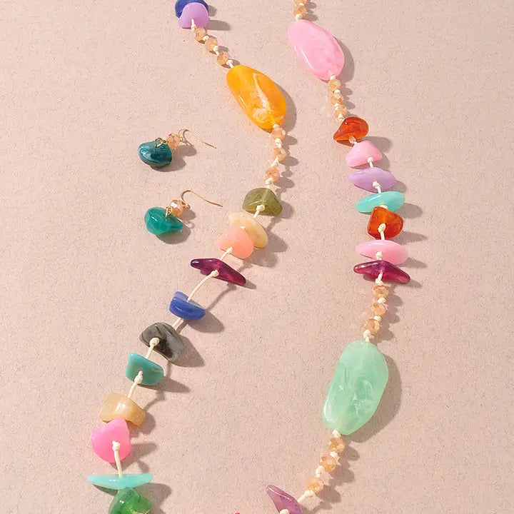 Mixed Resin Chunky Bead Necklace