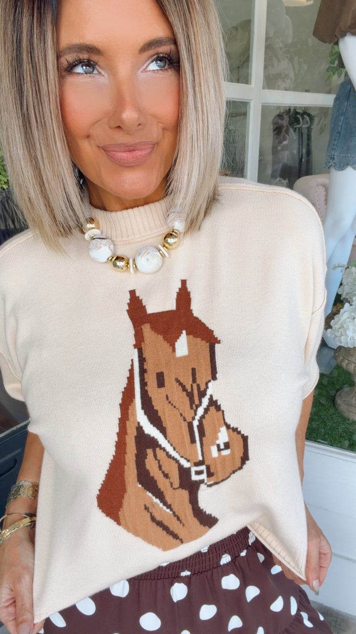 Western Horse Crew Neck Sweater