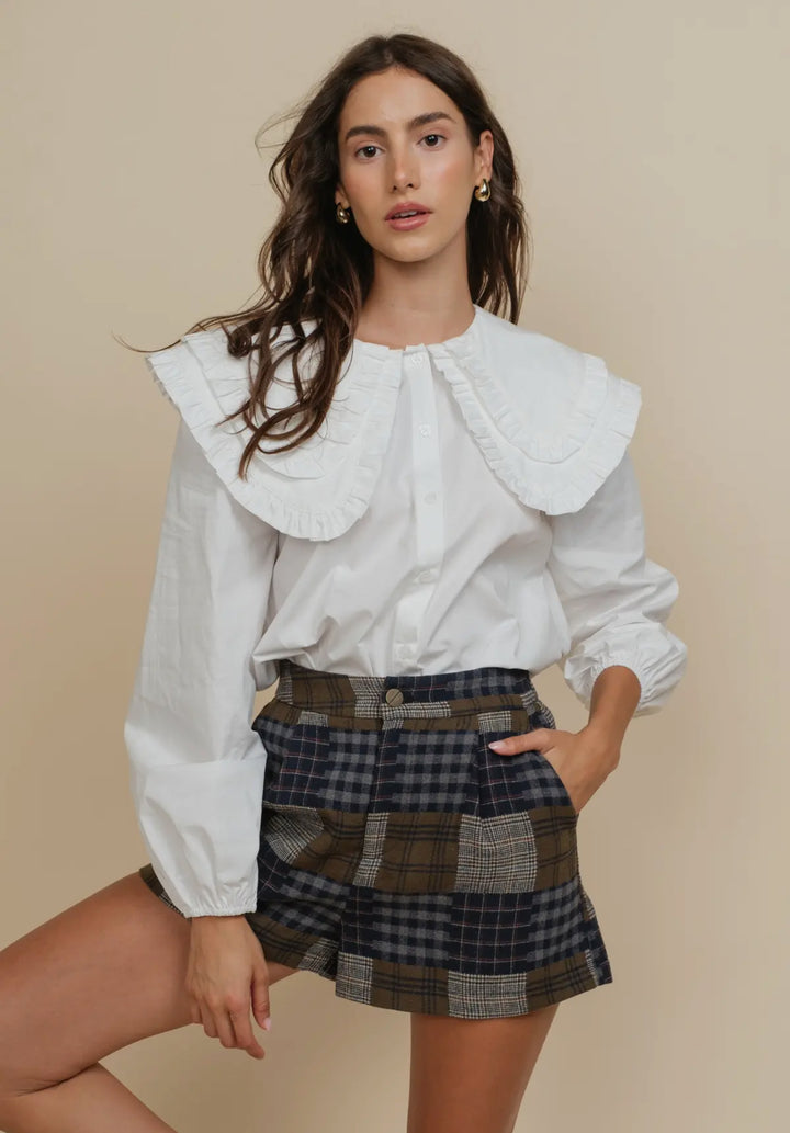 Double Ruffle Collar Top