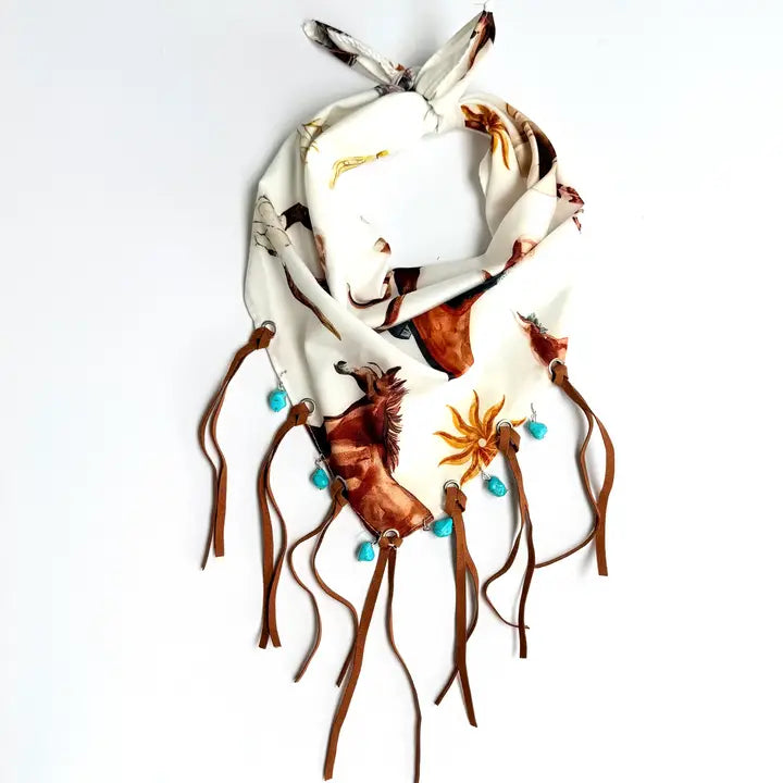 Western Bandana Neck Scarf with Charms