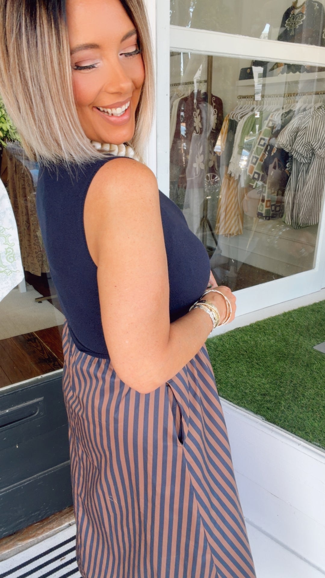 The Hadley Stripe Midi Dress