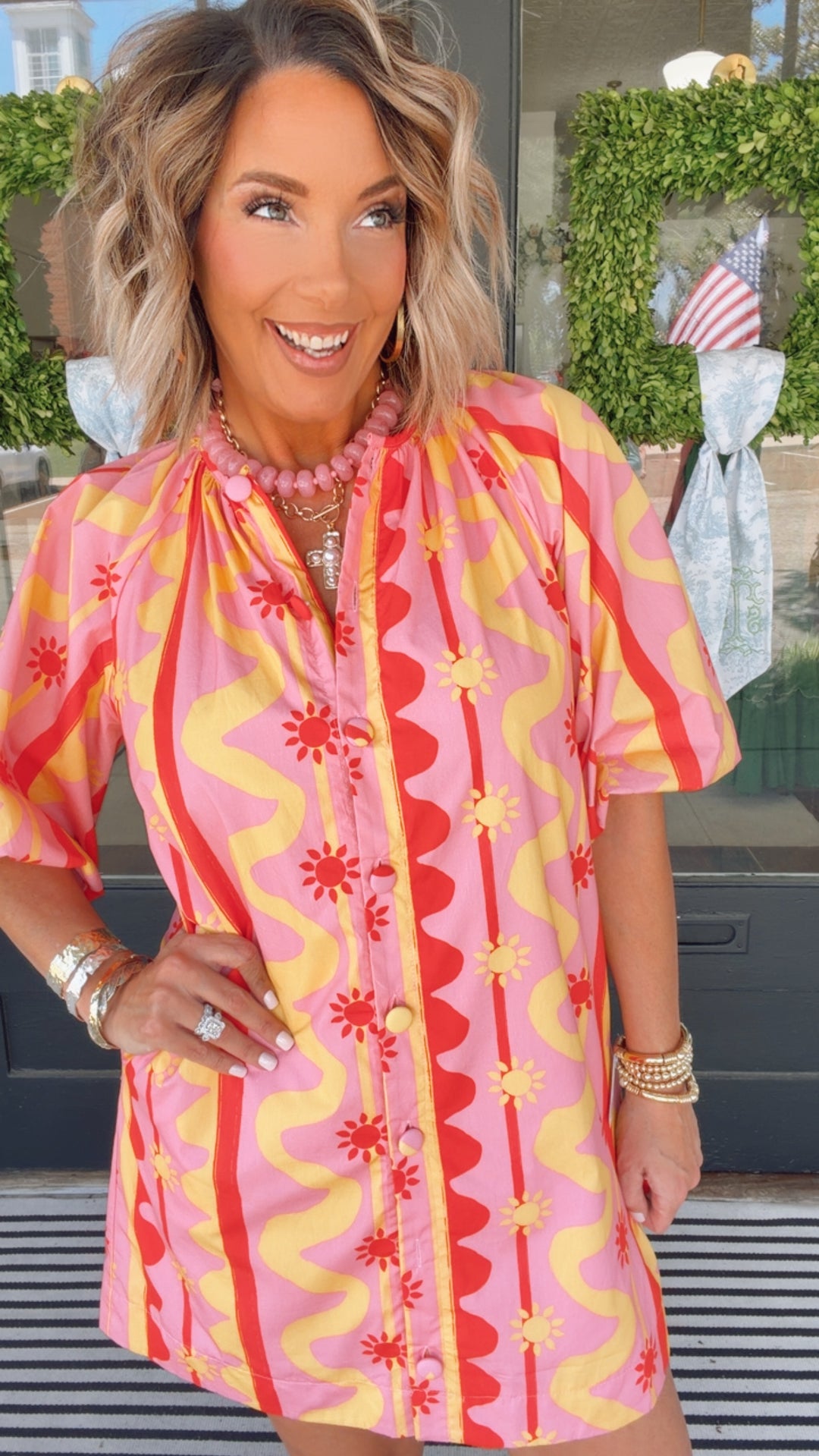 The Sun & Wave Print Cotton Poplin Dress